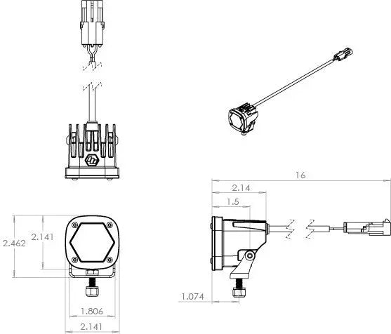S1 WIDE CORNERING LED LIGHT WITH MOUNTING BRACKET SINGLE