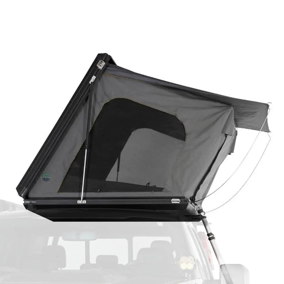 SIDEWINDER ROOF TOP TENT - BLACK ALUMINUM SHELL & BODY, SPACIOUS FOR 3+ CAMPERS