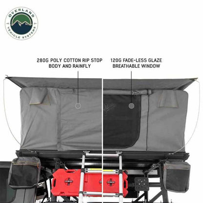 SIDEWINDER ROOF TOP TENT - BLACK ALUMINUM SHELL & BODY, SPACIOUS FOR 3+ CAMPERS