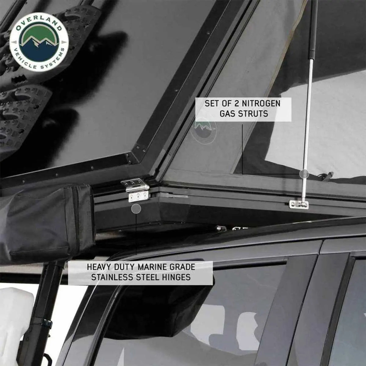 SIDEWINDER ROOF TOP TENT - BLACK ALUMINUM SHELL & BODY, SPACIOUS FOR 3+ CAMPERS