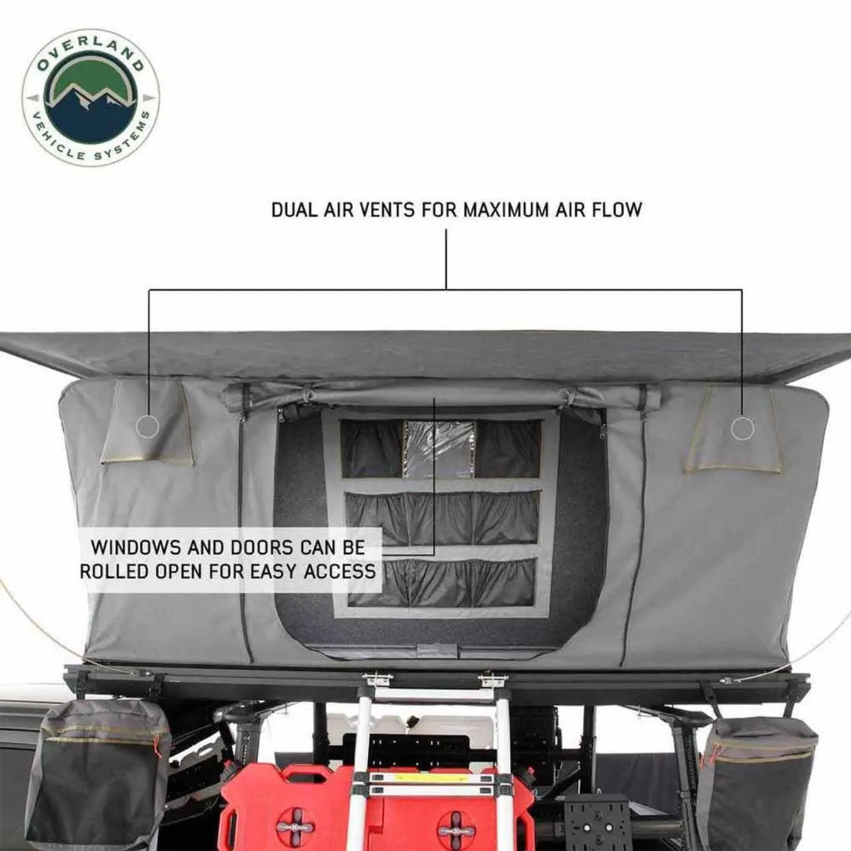 SIDEWINDER ROOF TOP TENT - BLACK ALUMINUM SHELL & BODY, SPACIOUS FOR 3+ CAMPERS