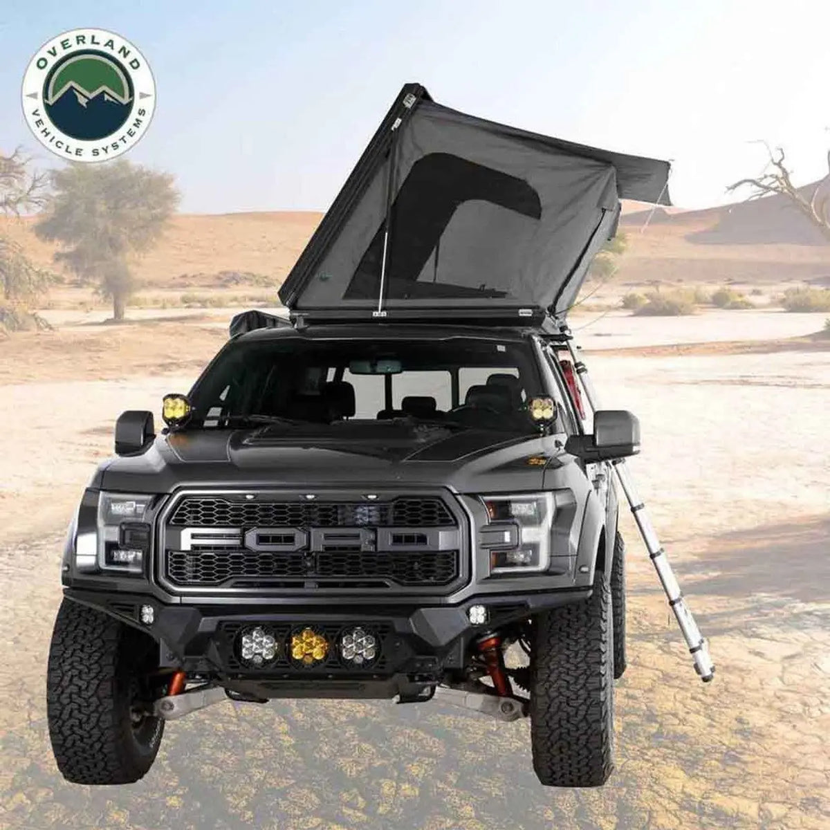 SIDEWINDER ROOF TOP TENT - BLACK ALUMINUM SHELL & BODY, SPACIOUS FOR 3+ CAMPERS