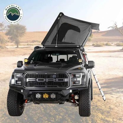 SIDEWINDER ROOF TOP TENT - BLACK ALUMINUM SHELL & BODY, SPACIOUS FOR 3+ CAMPERS