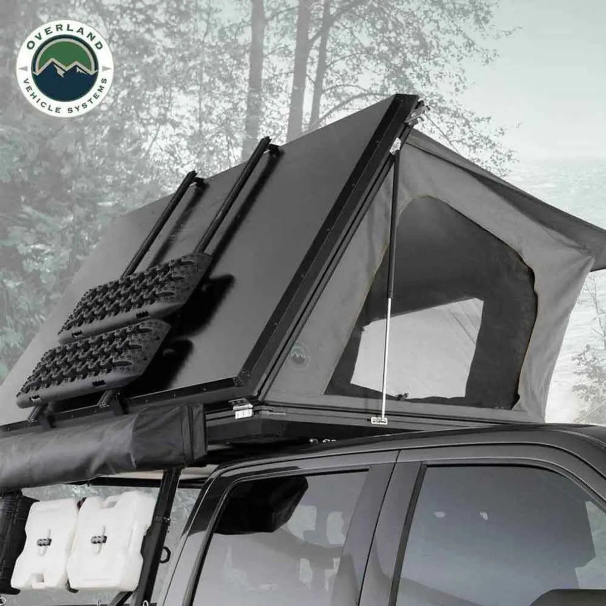 SIDEWINDER ROOF TOP TENT - BLACK ALUMINUM SHELL & BODY, SPACIOUS FOR 3+ CAMPERS