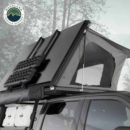SIDEWINDER ROOF TOP TENT - BLACK ALUMINUM SHELL & BODY, SPACIOUS FOR 3+ CAMPERS