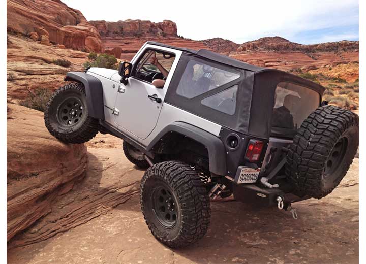 07-09 WRANGLER JK 2DR OEM REPLACEMENT SOFT TOP W/TINTED WINDOWS & NO UPPER DOORS; BLACK DIAMOND