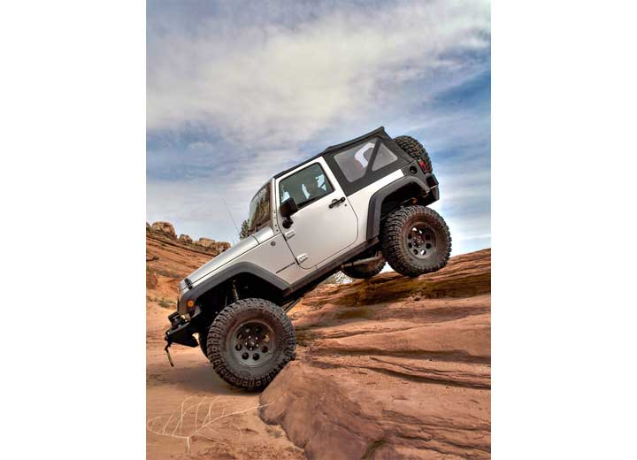 07-09 WRANGLER JK 2DR OEM REPLACEMENT SOFT TOP W/TINTED WINDOWS & NO UPPER DOORS; BLACK DIAMOND