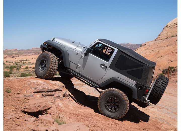 07-09 WRANGLER JK 2DR OEM REPLACEMENT SOFT TOP W/TINTED WINDOWS & NO UPPER DOORS; BLACK DIAMOND