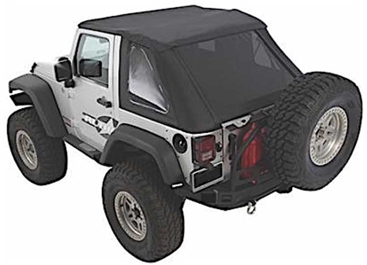 07-18 WRANGLER JK 2DR BOWLESS COMBO TOP W/TINTED WINDOWS & NO UPPER DOORS; BLACK DIAMOND