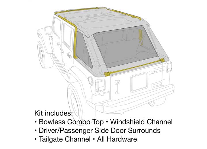 07-18 JEEP WRANGLER JK 4 DR PROTEK BOWLESS COMBO TOP KIT W/TINTED WINDOWS