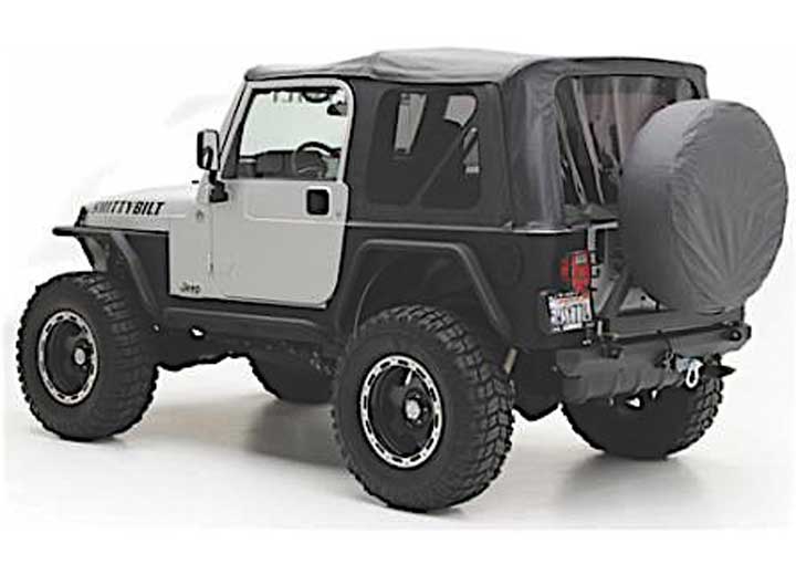 97-06 WRANGLER TJ REPLACEMENT SOFT TOP W/TINTED WINDOWS & UPPER DOOR SKINS; BLACK DIAMOND