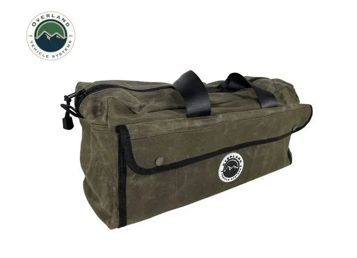 Stylish Small Waxed Canvas Duffle Bag with Handle & Straps