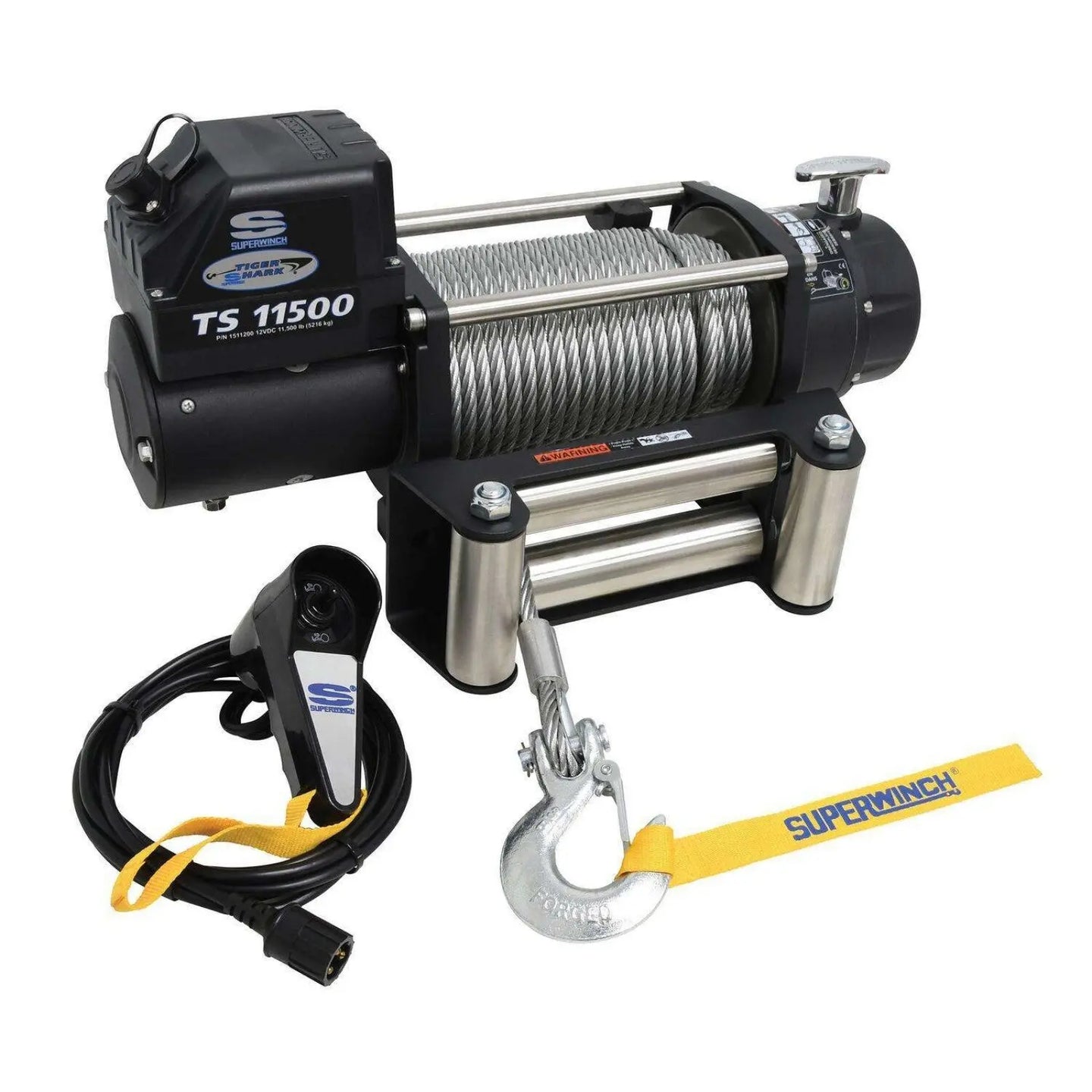 Superwinch Tiger Shark 11500 Heavy-Duty 12V Off-Road Recovery Winch with Durable Steel Wire Rope