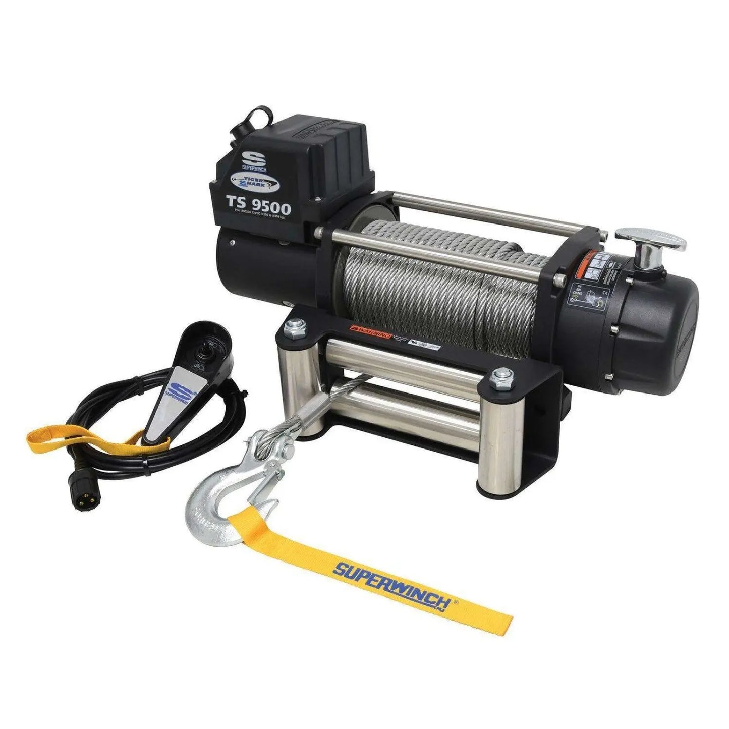 Superwinch Tiger Shark 9500 12V Off-Road Winch – 9,500 lbs Steel Wire Rope Recovery System