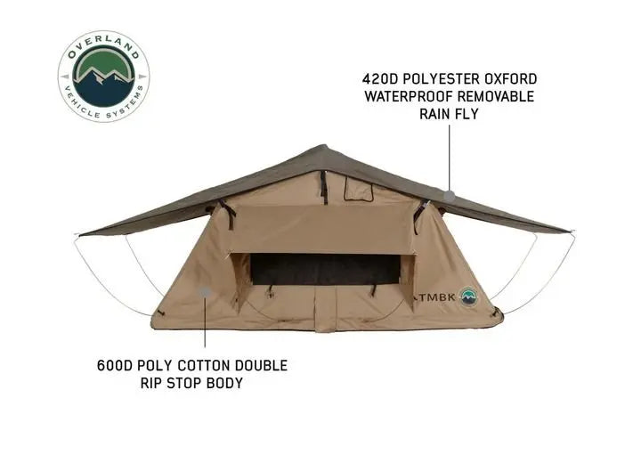 TMBK 3-Person Elevated Camping Tent with Green Rain Fly and Black Aluminum Frame