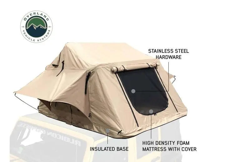 TMBK 3-Person Elevated Camping Tent with Green Rain Fly and Black Aluminum Frame