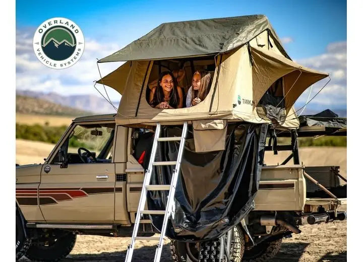 TMBK 3-Person Elevated Camping Tent with Green Rain Fly and Black Aluminum Frame