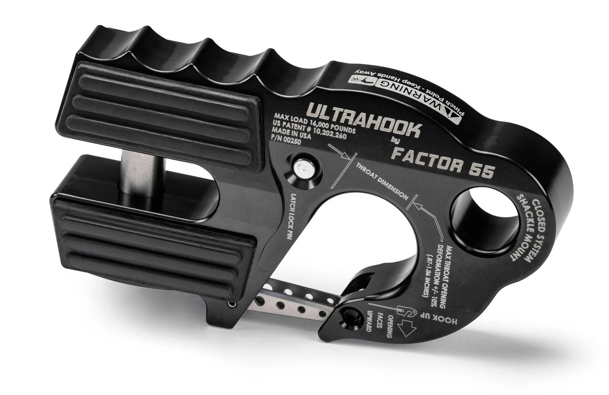 Factor 55 - ULTRAHOOK WINCH HOOK WITH SHACKLE MOUNT - BLACK