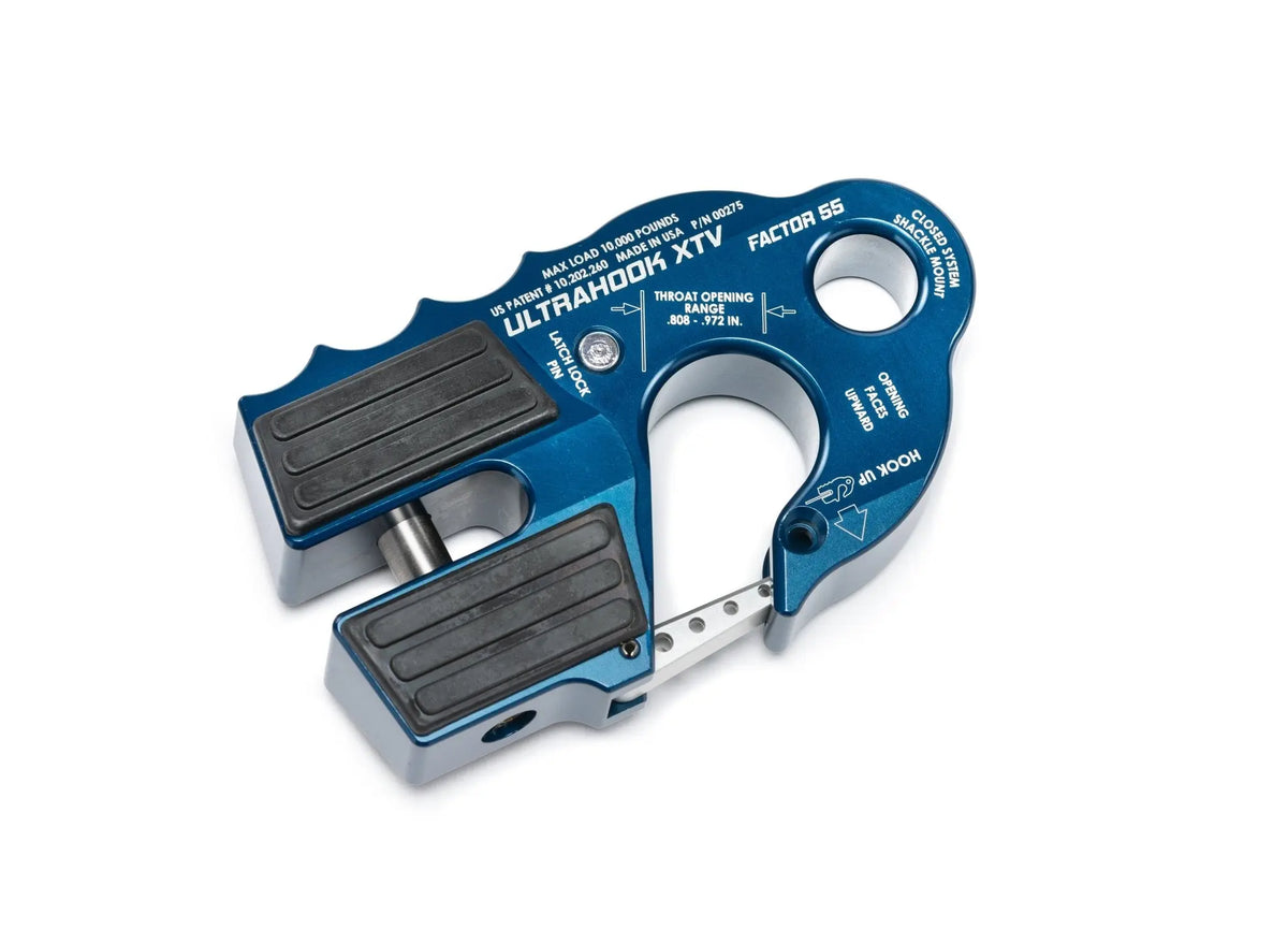 Factor 55 - ULTRAHOOK XTV WINCH HOOK WITH SHACKLE MOUNT - BLUE