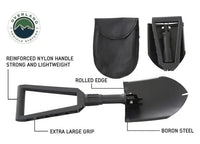 Overland Vehicle Systems / Up Down Air - Versatile Military - Grade Utility Shovel with Nylon Carrying Case