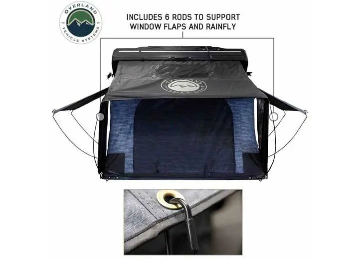 XD EVEREST 2 - CANTILEVER ALUMINUM ROOFTOP TENT FOR 2, GREY & BLACK DESIGN