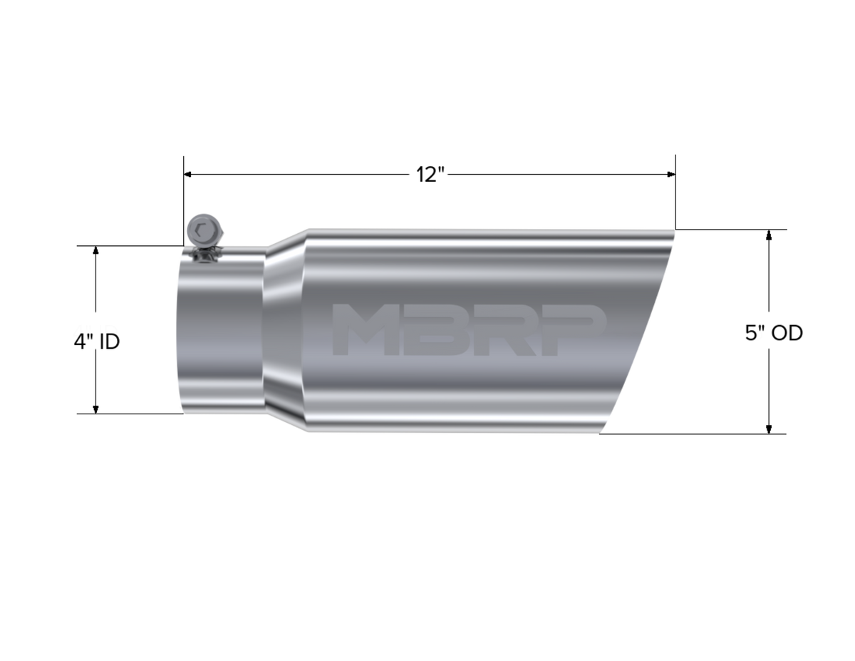 MBRP T5052 Tip. 5in. O.D. Angled Single Walled 4in. inlet 12in. length - view 2