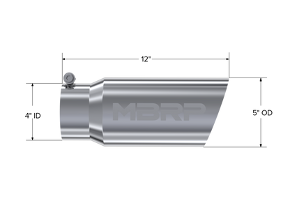 MBRP T5052 Tip. 5in. O.D. Angled Single Walled 4in. inlet 12in. length - view 2