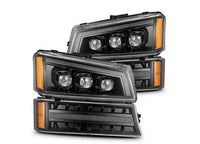 AlphaRex NOVA Series LED Headlights with Sequential Turn Signals for 2003-2006 Chevy Silverado 1500/2500/3500 - Alpha-Black Design