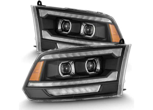AlphaRex LUXX-Series Black LED Projector Headlights for 2009-2018 Ram Truck (MK II 5th Gen 2500) - With Sequential Turn Signals & DRL