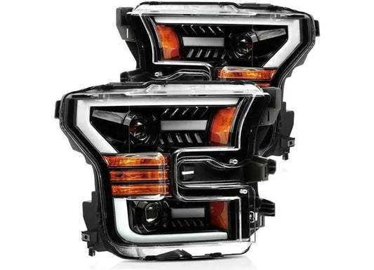 AlphaRex USA - AlphaRex LUXX - Series Jet Black LED Projector Headlights for 2015 - 2017 Ford F - 150 & 2017 - 2020 Raptor - Enhanced Visibility with Sequential Turn Signals & DRL