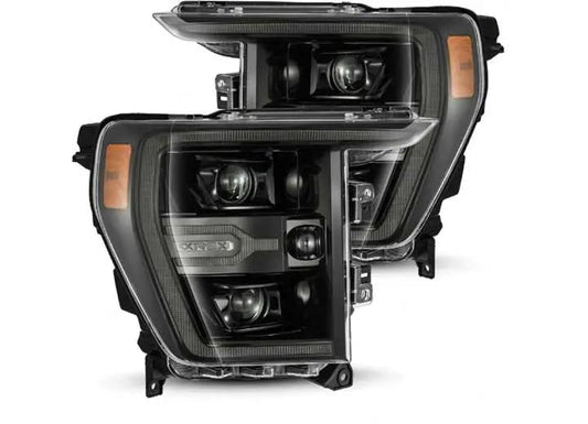 AlphaRex USA - AlphaRex LUXX - Series LED Projector Headlights Alpha - Black for 21 - 23 Ford F150 & Raptor - Enhanced Visibility with Sequential Turn Signals & DRL