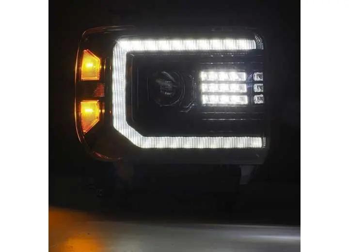 AlphaRex USA - AlphaRex LUXX - Series LED Projector Headlights for 14 - 18 GMC Sierra - Alpha - Black with Sequential Turn Signals & DRL