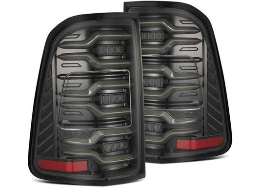 AlphaRex LUXX-Series LED Tail Lights for 2019-2024 Ram 1500 - Alpha-Black with Sequential Turn Signals and Enhanced Durability