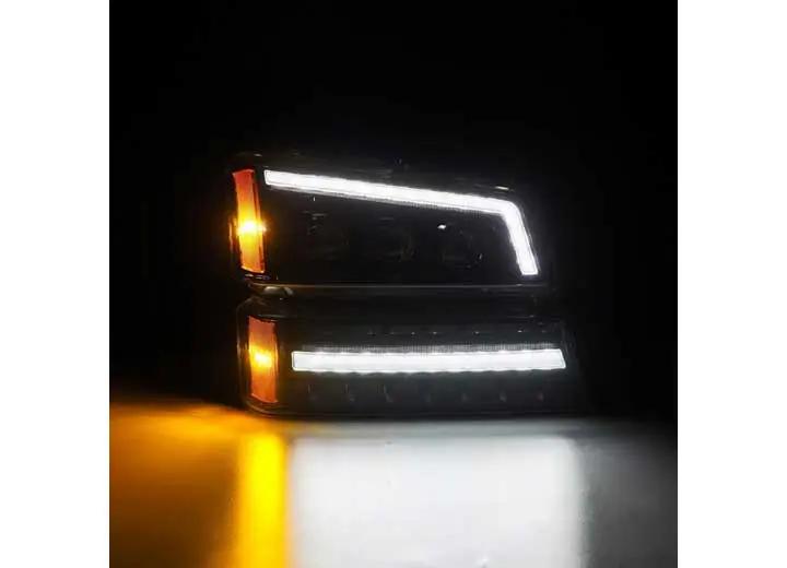 AlphaRex USA - AlphaRex NOVA Series LED Headlights with Sequential Turn Signals for 2003 - 2006 Chevy Silverado 1500/2500/3500 - Alpha - Black Design