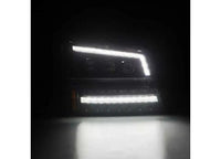 AlphaRex USA - AlphaRex NOVA Series LED Headlights with Sequential Turn Signals for 2003 - 2006 Chevy Silverado 1500/2500/3500 - Alpha - Black Design