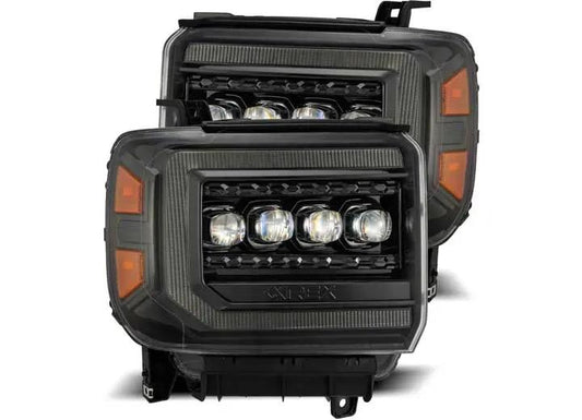 AlphaRex USA - AlphaRex NOVA - Series LED Projector Headlights for 14 - 18 GMC Sierra - Alpha - Black with Sequential Turn Signals & DRL