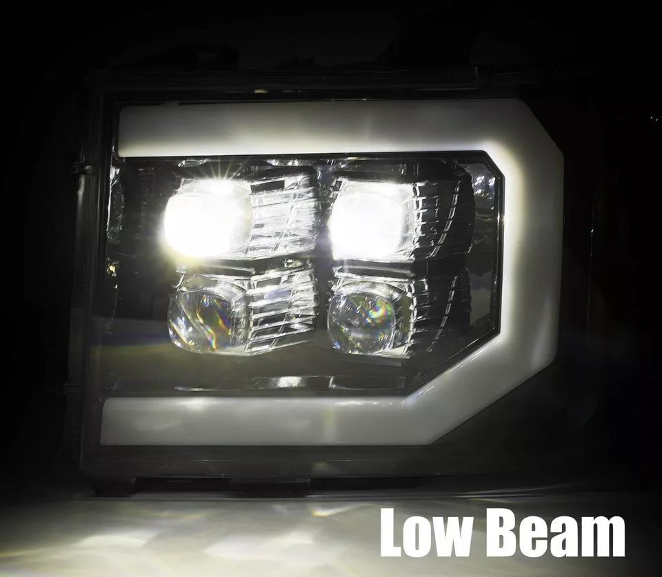 AlphaRex USA 07-13 GMC Sierra NOVA-Series Jet Black LED Projector Headlights with Sequential Turn Signals & DRL