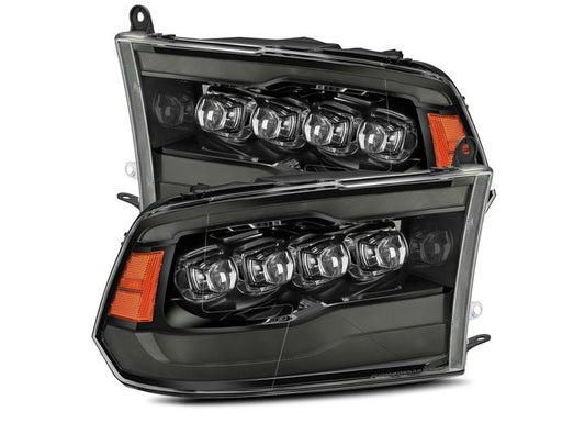 AlphaRex USA 09-18 Ram Truck NOVA-Series LED Projector Headlights Alpha-Black - Sequential Turn Signals & DRL