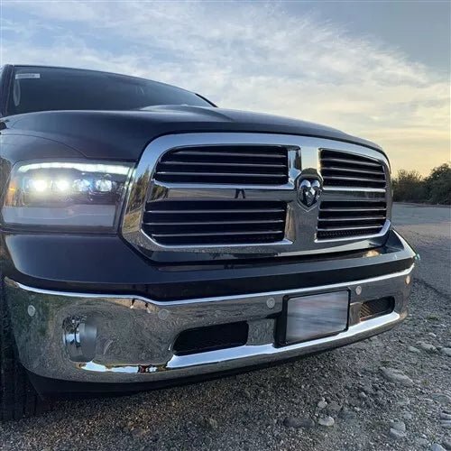 AlphaRex USA 09-18 Ram Truck NOVA-Series LED Projector Headlights Alpha-Black - Sequential Turn Signals & DRL