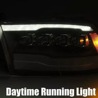 AlphaRex USA 09-18 Ram Truck NOVA-Series LED Projector Headlights Alpha-Black - Sequential Turn Signals & DRL