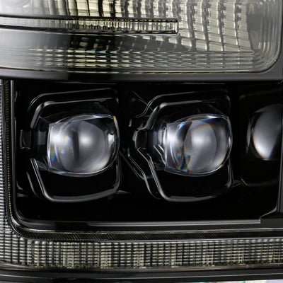 AlphaRex USA 11-16 Ford Super Duty NOVA-Series LED Projector Headlights Alpha-Black - Sequential Turn Signals & DRL