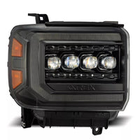 AlphaRex USA 14-18 GMC Sierra NOVA-Series LED Projector Headlights Alpha-Black - Sequential Turn Signals & DRL