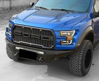 AlphaRex USA PRO-Series Halogen Projector Headlights for 15-17 Ford F150 - Black Finish for Enhanced Visibility and Aggressive Style