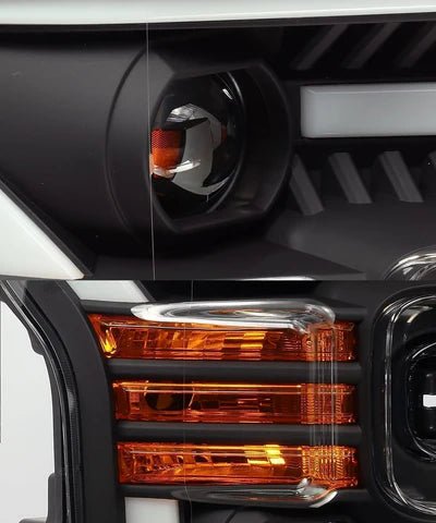 AlphaRex USA PRO-Series Halogen Projector Headlights for 15-17 Ford F150 - Black Finish for Enhanced Visibility and Aggressive Style