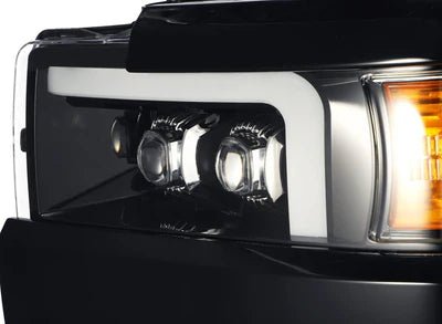 AlphaRex USA 15-19 Chevrolet Silverado 2500HD/3500HD MKII NOVA-Series LED Projector Headlights Jet Black - Enhanced Visibility & Aggressive Styling