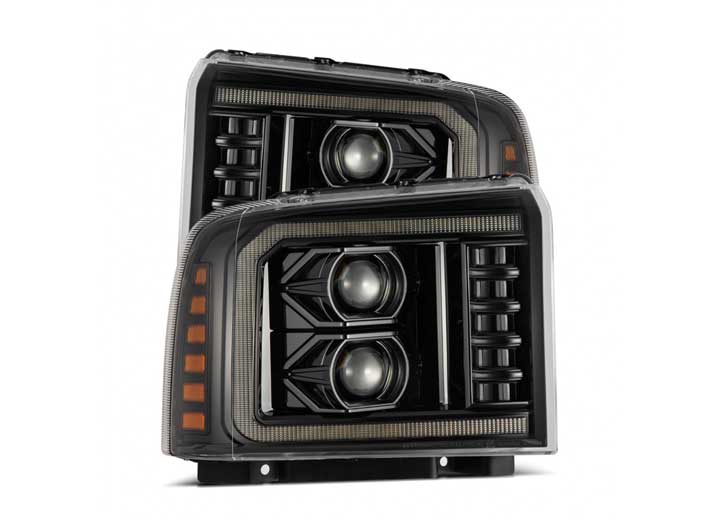AlphaRex USA LUXX-Series LED Projector Headlights - Alpha-Black for 2005-2007 Ford Super Duty/Excursion with Sequential Turn Signals & DRL