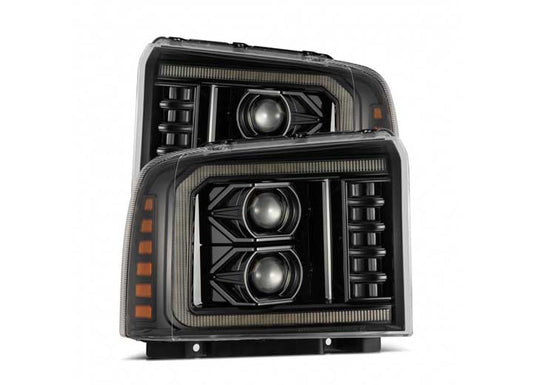 AlphaRex USA LUXX-Series LED Projector Headlights - Alpha-Black for 2005-2007 Ford Super Duty/Excursion with Sequential Turn Signals & DRL