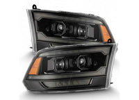 AlphaRex USA LUXX-Series LED Projector Headlights for 2009-2018 Ram Truck (MK II 5th Gen 2500 Style) - Alpha-Black with Sequential Turn Signals & DRL