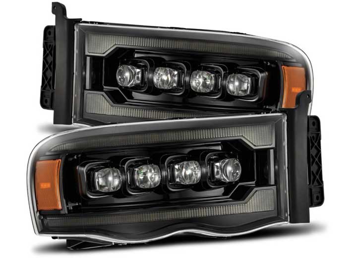 AlphaRex USA NOVA-Series LED Projector Headlights for 2002-2005 Dodge Ram 1500/2500/3500 - Sequential Turn Signals, DRL, and Black Housing