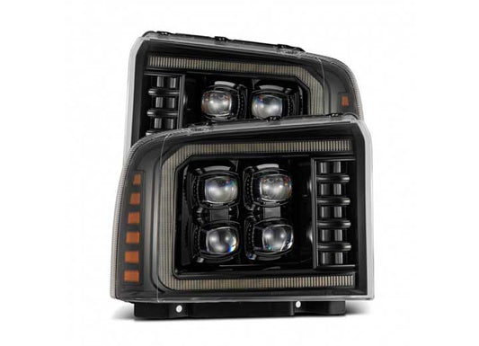 AlphaRex USA 05-07 Ford Super Duty/Excursion NOVA-Series LED Projector Headlights Alpha-Black – Superior Visibility & Aggressive Styling